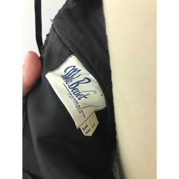 60s Formal Lace Dress Vintage Long Black Maxi Dress Structured Full Skirt Prom - Picture 10 of 10